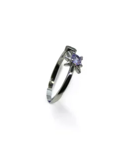 Hot Anillo ajustable estrella polar circonitas amatista y verde plata 925 Anillos De Plata|Anillos