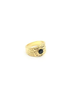 New Anillo ancho circonita negra plata chapada en oro - T.13 Anillos De Plata|Anillos