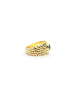 New Anillo ancho circonita negra plata chapada en oro - T.13 Anillos De Plata|Anillos