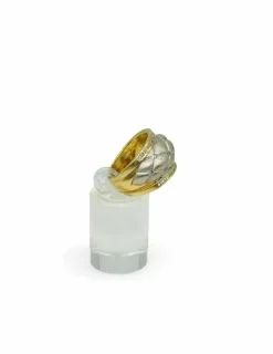 Discount Anillo ancho con dos filas diamantes oro bicolor 18k - T.17 Anillos Con Brillantes|Anillos De Oro