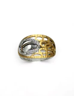 Flash Sale Anillo bicolor calado circonitas oro 18k - T.13 Anillos De Oro Blanco|Anillos De Oro