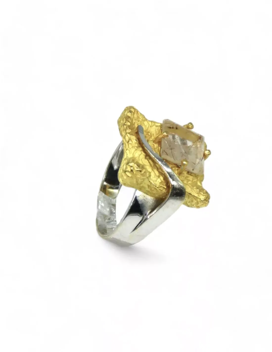 Fashion Anillo bicolor con motivo y piedra rosa oro 18k -T.14 Anillos De Oro|Anillos