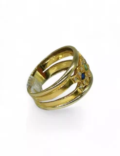 Flash Sale Anillo bicolor piedras de colores oro 18k - T.17 Anillos De Oro|Anillos