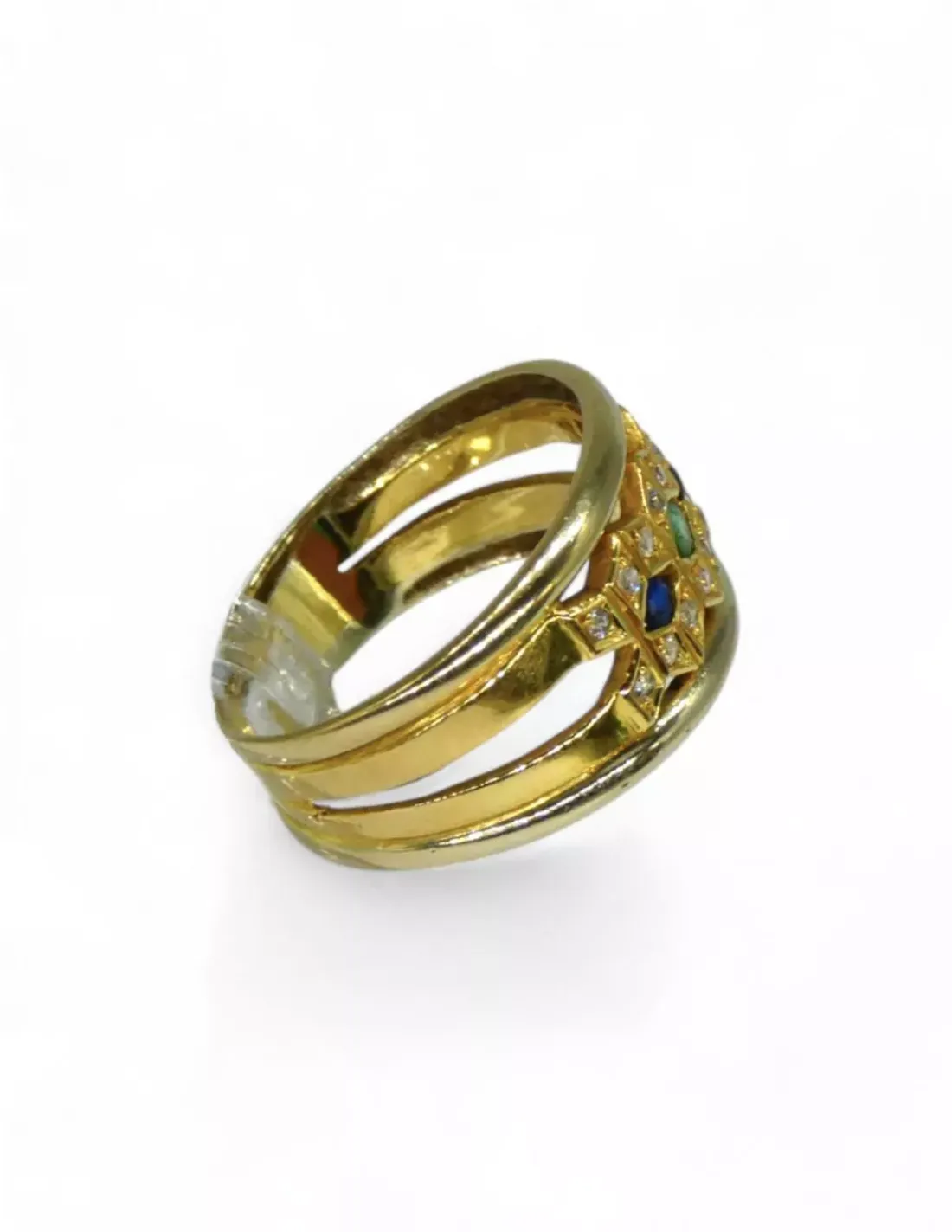 Flash Sale Anillo bicolor piedras de colores oro 18k - T.17 Anillos De Oro|Anillos