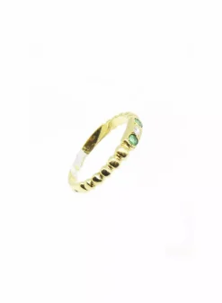 Fashion Anillo bolitas con diamante y circonitas verdes oro 18k - T.14 Anillos Con Brillantes|Anillos De Oro