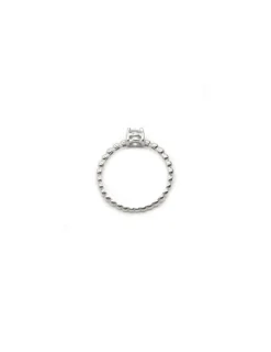 Fashion Anillo bolitas solitario circonita en 4 garras Plata de Ley Anillos De Plata|Anillos