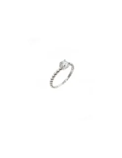 Fashion Anillo bolitas solitario circonita en 4 garras Plata de Ley Anillos De Plata|Anillos