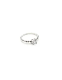Fashion Anillo bolitas solitario circonita en 4 garras Plata de Ley Anillos De Plata|Anillos