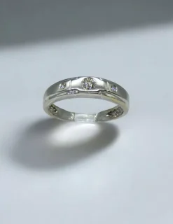 Discount Anillo brillo mate con tres diamantes oro blanco 18k - T.10 Anillos Con Brillantes|Anillos De Oro
