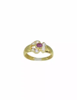 Clearance Anillo calado con rubíe y circonitas oro 18k - T.15 Anillos De Oro|Anillos
