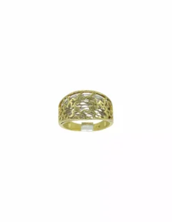Outlet Anillo calado flores oro bicolor 18k - T.16 Anillos De Oro Blanco|Anillos De Oro