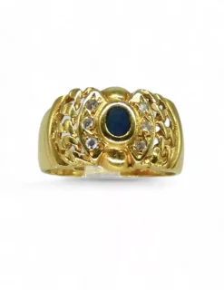 Hot Anillo calado piedra negra oval 18k Anillos De Oro|Anillos