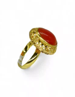Shop Anillo calado piedra oval naranja oro 18k - T.17 Anillos De Oro|Anillos