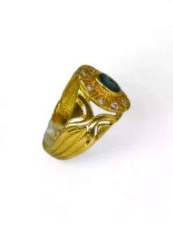 Outlet Anillo calado y piedra oval circonitas alrededor oro 18k - T.15 Anillos De Oro|Anillos