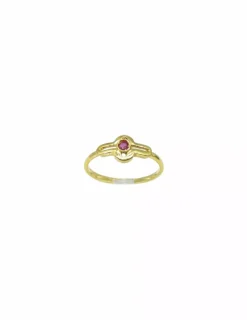 Clearance Anillo centro circonita roja oro 18k - T.12 Anillos De Oro|Anillos