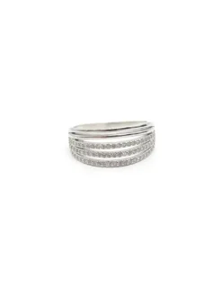 Clearance Anillo cinco bandas lisas y circonitas Plata de Ley Anillos De Plata|Anillos