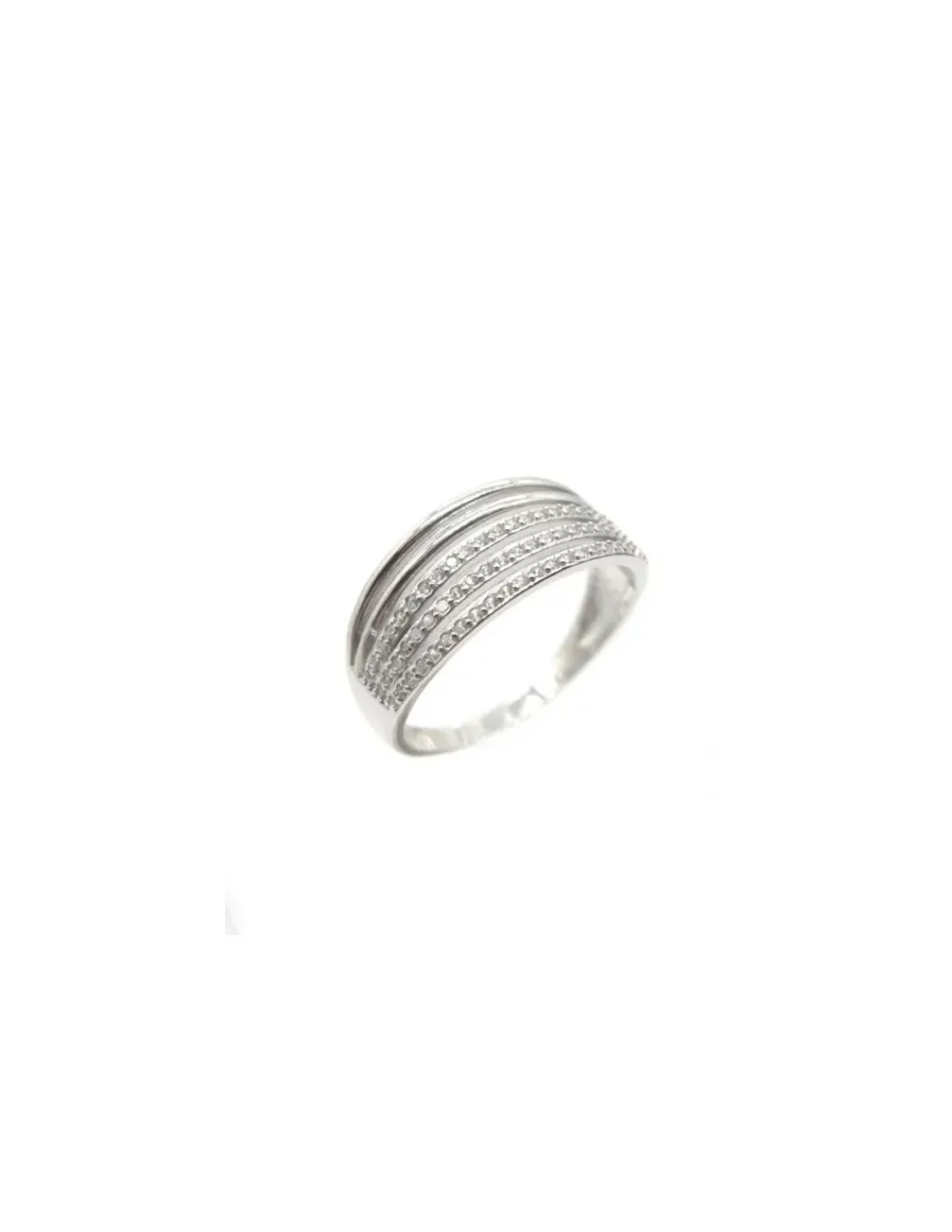 Clearance Anillo cinco bandas lisas y circonitas Plata de Ley Anillos De Plata|Anillos
