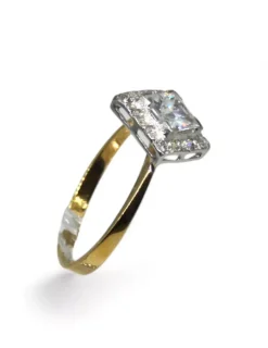 Sale Anillo circonita cuadrada oro bicolor 18K - T.15 Anillos De Oro|Anillos