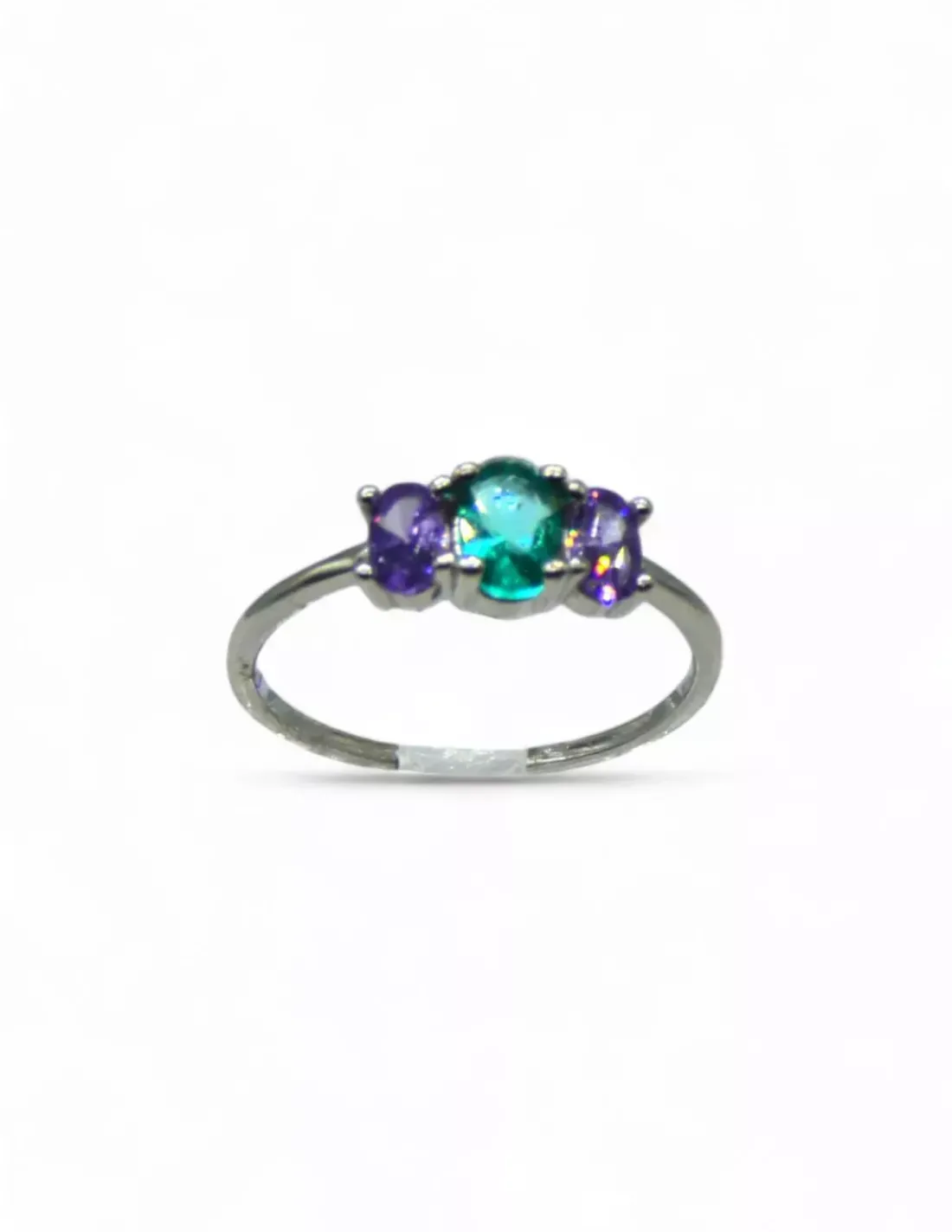 Fashion Anillo circonitas color amatista y verde plata 925 Anillos De Plata|Anillos