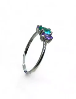 Fashion Anillo circonitas color amatista y verde plata 925 Anillos De Plata|Anillos