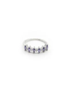 Store Anillo circonitas marquesa amatista circonitas blancas plata - T.11 Anillos De Plata|Anillos