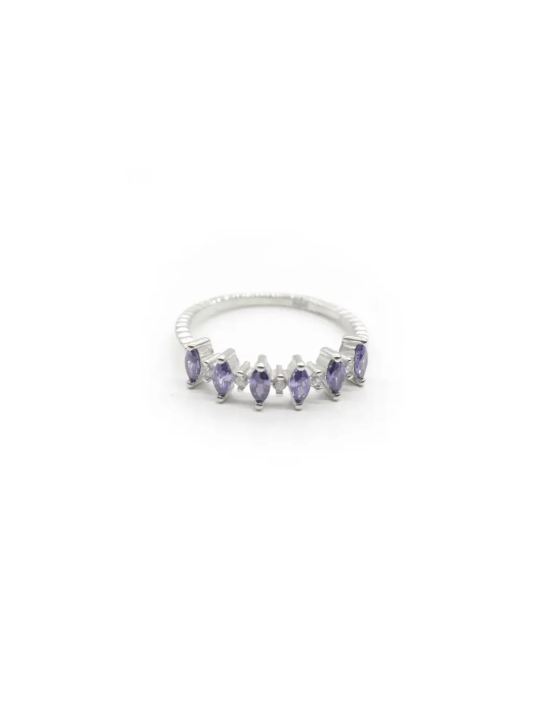 Store Anillo circonitas marquesa amatista circonitas blancas plata - T.11 Anillos De Plata|Anillos
