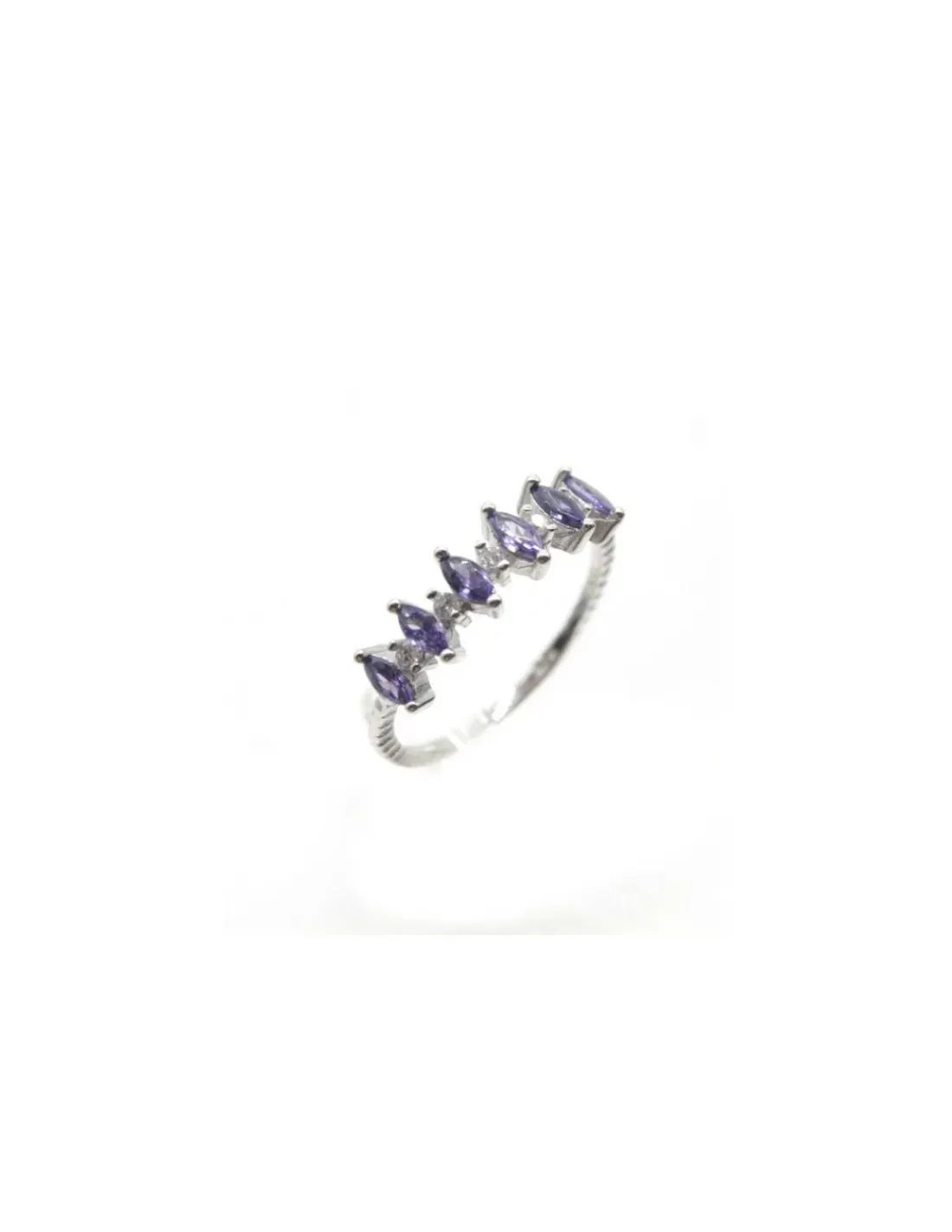Store Anillo circonitas marquesa amatista circonitas blancas plata - T.11 Anillos De Plata|Anillos