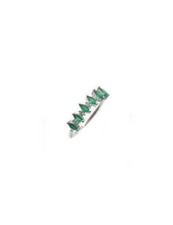 Sale Anillo circonitas marquesa verde circonitas blancas plata - T.13 Anillos De Plata|Anillos