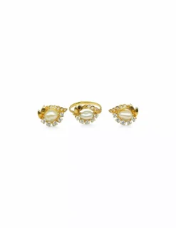 Flash Sale Anillo circonitas y perla ovalada oro 18k - T.11 Anillos De Oro|Anillos