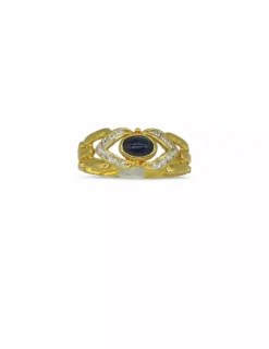 Cheap Anillo circonitas y piedra negra oro 18k - T.18 Anillos De Oro|Anillos