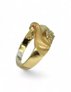 Flash Sale Anillo cisne con circonitas oro 18k - T.15 Anillos De Oro|Anillos