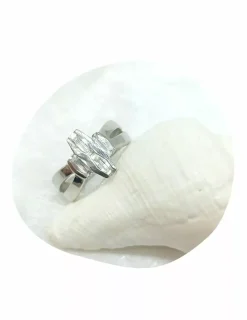 Outlet Anillo con 4 circonitas oro blanco 18k - T.17 Anillos De Oro Blanco|Anillos De Oro