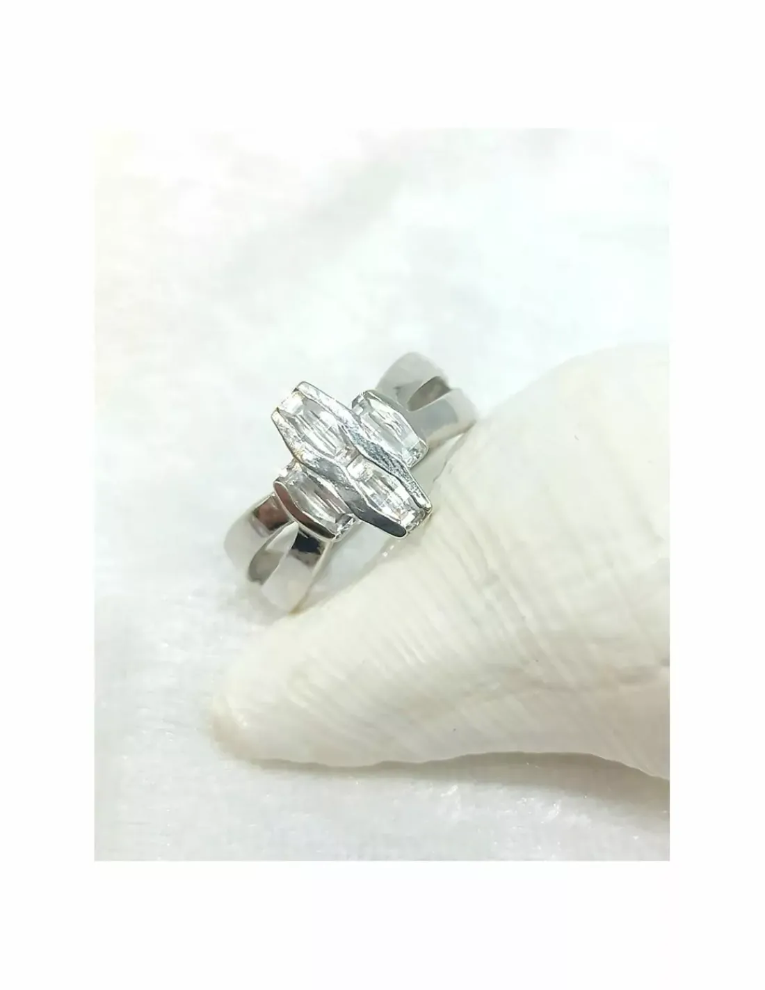 Outlet Anillo con 4 circonitas oro blanco 18k - T.17 Anillos De Oro Blanco|Anillos De Oro
