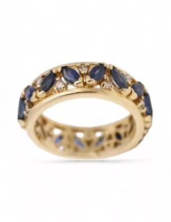 New Anillo con 15 zafiros y 16 diamantes oro 18k - T.14 Especial Piedras Preciosas|Anillos Con Brillantes