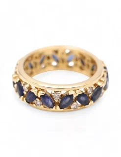 New Anillo con 15 zafiros y 16 diamantes oro 18k - T.14 Especial Piedras Preciosas|Anillos Con Brillantes