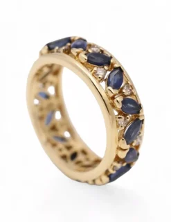 New Anillo con 15 zafiros y 16 diamantes oro 18k - T.14 Especial Piedras Preciosas|Anillos Con Brillantes
