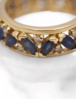 New Anillo con 15 zafiros y 16 diamantes oro 18k - T.14 Especial Piedras Preciosas|Anillos Con Brillantes