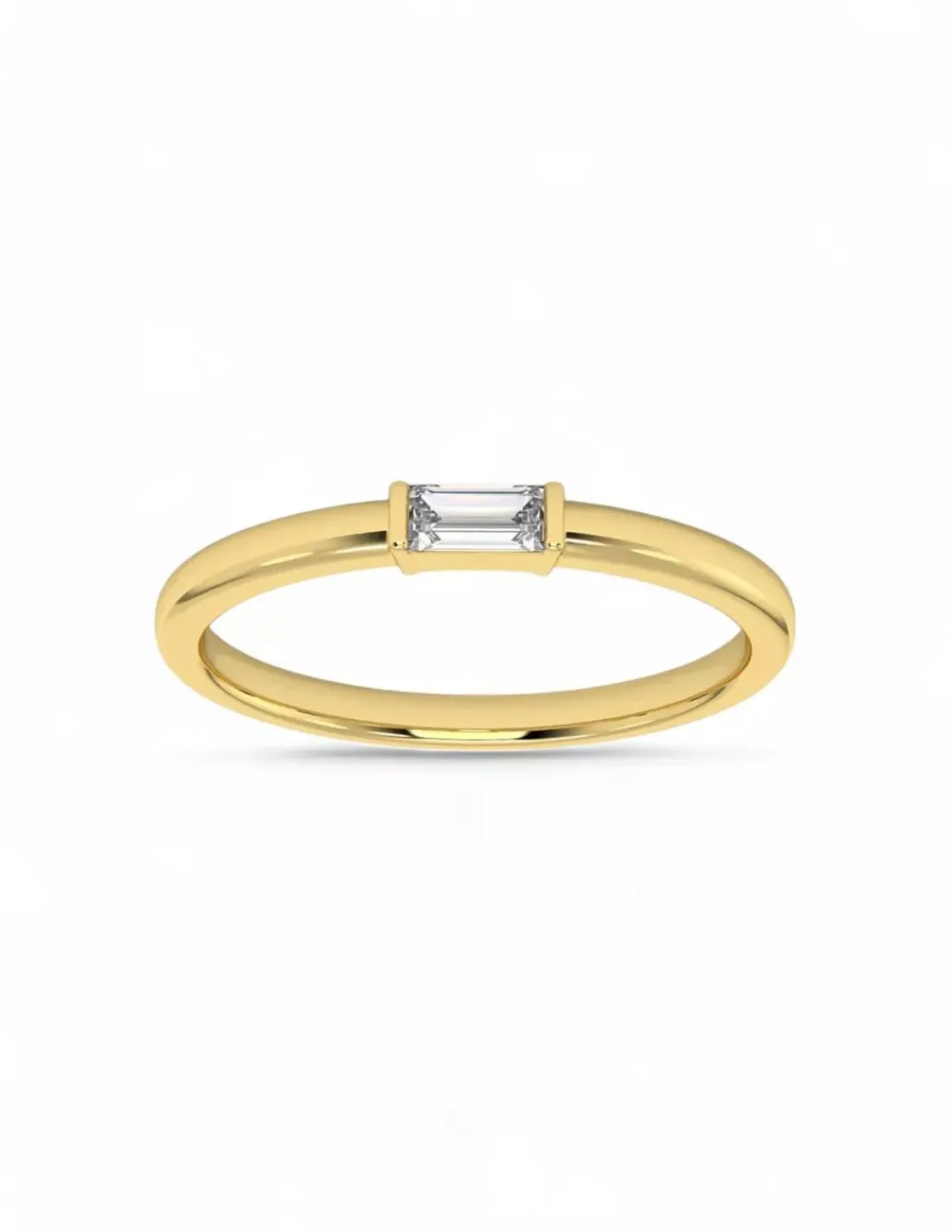 Hot Anillo con circonita baguette 4 garras plata chapada oro 18k - T.17 Anillos De Plata|Anillos