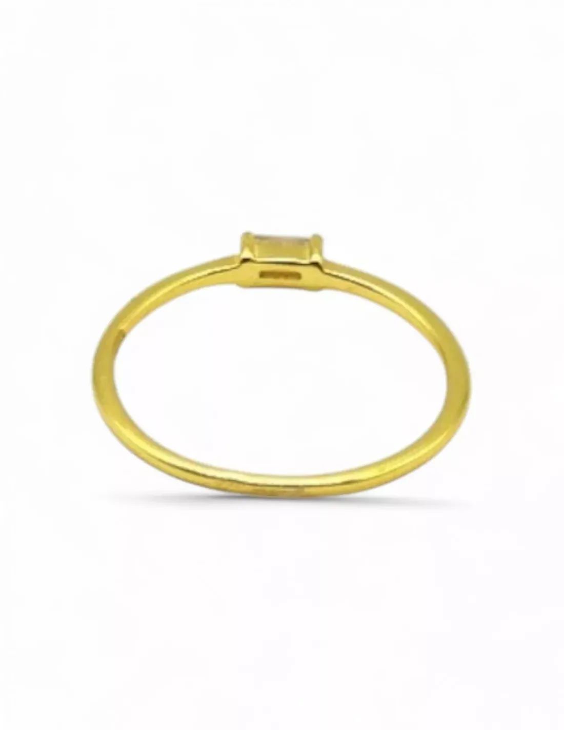 Hot Anillo con circonita baguette 4 garras plata chapada oro 18k - T.17 Anillos De Plata|Anillos