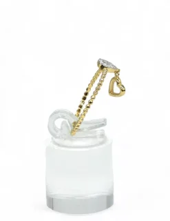 Clearance Anillo con corazón circonitas y corazón colgando oro 18k -T.24 Anillos De Oro|Anillos