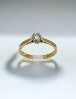 Online Anillo con diamante en seis garras oro bicolor 18k - T 14 Anillos Con Brillantes|Anillos De Oro