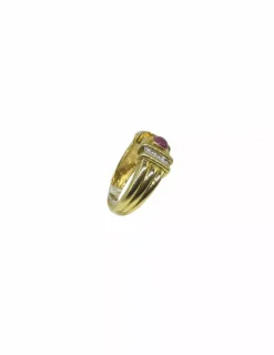 Store Anillo con Rubí y dos filas diamantes oro 18k - T.15 Anillos Con Brillantes|Anillos De Oro