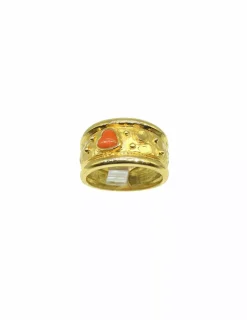 Discount Anillo corazón coral oro 18k - T.16 Anillos De Oro|Anillos