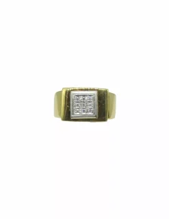 Sale Anillo cuadrado bicolor oro 18k - T.14 Anillos De Oro|Anillos