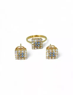 Cheap Anillo cuadrado circonitas blancas y azules oro 18k - T.15 Anillos De Oro|Anillos