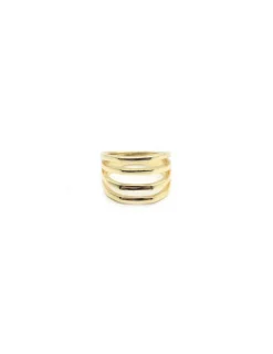 Clearance Anillo cuatro aros plata de Ley chapada en oro Anillos De Plata|Anillos