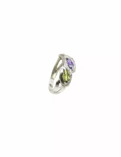 Flash Sale Anillo decoración circonitas colores oro blanco 18k - T.14 Anillos De Oro Blanco|Anillos