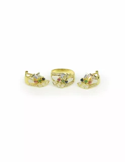 Best Sale Anillo doble con circonitas de colores oro 18k - T.16 Anillos De Oro|Anillos