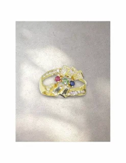 Best Sale Anillo doble con circonitas de colores oro 18k - T.16 Anillos De Oro|Anillos
