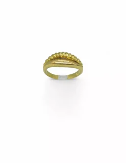 Outlet Anillo doble liso y tallado oro 18k - T.13 Anillos De Oro|Anillos